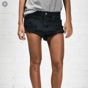 One Teaspoon bandits denim shorts black 28